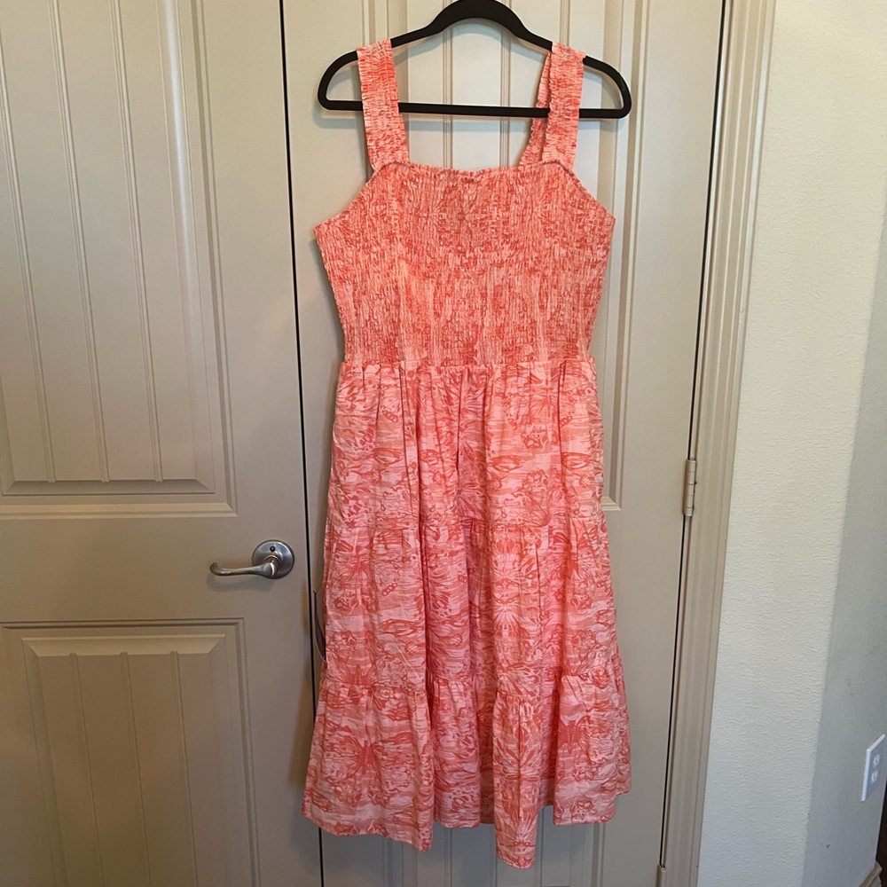 Lane Bryant Vibrant Coral Smocked Dress